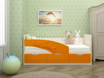 Дельфин-3 Кровать детская 3 ящика без ручек 1.8 Оранжевый глянец в Курагино - kuragino.mebel54.com | фото