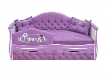 Кровать 160 серии Иллюзия 2 ящика 67 Светло-фиолетовый (подушки/мягкий бортик) в Курагино - kuragino.mebel54.com | фото