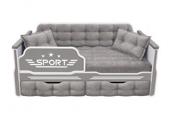 Кровать 160 серии Спорт 2 ящика 45 Серый (подушки) в Курагино - kuragino.mebel54.com | фото