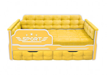 Кровать 160 серии Спорт 2 ящика 74 Жёлтый (мягкие боковые накладки) в Курагино - kuragino.mebel54.com | фото