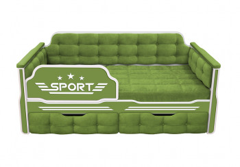 Кровать 170 серии Спорт 2 ящика 76 Зелёный (мягкие боковые накладки) в Курагино - kuragino.mebel54.com | фото