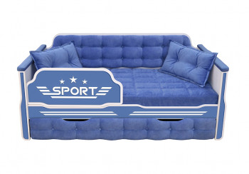 Кровать 180 серии Спорт 1 ящик 85 Синий (подушки) в Курагино - kuragino.mebel54.com | фото