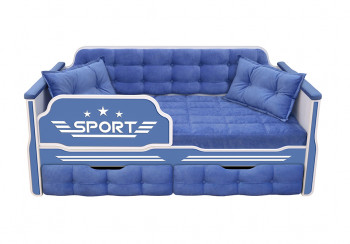 Кровать 180 серии Спорт 2 ящика 85 Синий (подушки) в Курагино - kuragino.mebel54.com | фото