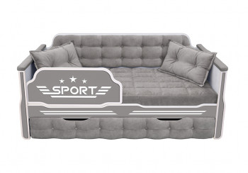 Кровать 190 серии Спорт 1 ящик 45 Серый (подушки) в Курагино - kuragino.mebel54.com | фото