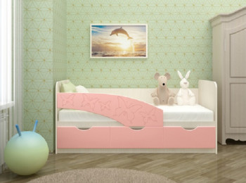 Кровать Бабочки 1,8м (Розовый металлик) в Курагино - kuragino.mebel54.com | фото