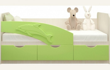 Кровать детская 1,6м Дельфин (Салатовый металлик) в Курагино - kuragino.mebel54.com | фото