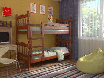 Кровать двухъярусная Соня из массива сосны 800*1890 Орех в Курагино - kuragino.mebel54.com | фото