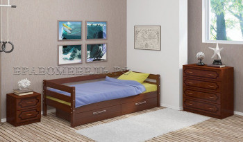 Кровать одинарная ГЛОРИЯ из массива сосны  900*2000 (Орех) в Курагино - kuragino.mebel54.com | фото