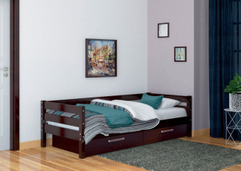 Кровать одинарная ГЛОРИЯ из массива сосны  900*2000 (Орех Тёмный) в Курагино - kuragino.mebel54.com | фото