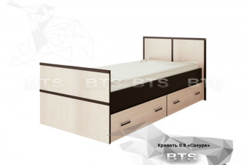 Кровать Сакура с настилом и ящиками 0,9 (Венге/Лоредо) в Курагино - kuragino.mebel54.com | фото
