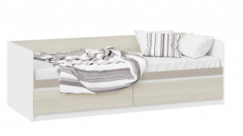 Кровать «Сканди» с 2 ящиками Дуб Гарден/Белый/Глиняный серый в Курагино - kuragino.mebel54.com | фото