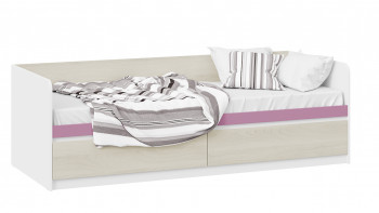 Кровать «Сканди» с 2 ящиками Дуб Гарден/Белый/Лиловый в Курагино - kuragino.mebel54.com | фото