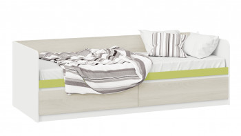 Кровать «Сканди» с 2 ящиками Дуб Гарден/Белый/Зеленый в Курагино - kuragino.mebel54.com | фото