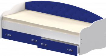 Кровать Софа-8 с мягкой спинкой (900х2000) Белый/Синий в Курагино - kuragino.mebel54.com | фото