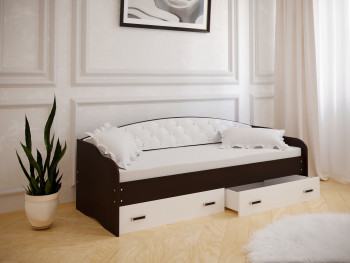 Кровать Софа-8 с мягкой спинкой (900х2000) Венге/ Белый в Курагино - kuragino.mebel54.com | фото