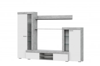 Мебель для гостиной МГС 5 Цемент светлый / Белый в Курагино - kuragino.mebel54.com | фото