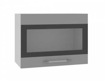 Норд ШВГС 600 Шкаф верхний горизонтальный со стеклом (Софт черный/корпус Белый) в Курагино - kuragino.mebel54.com | фото