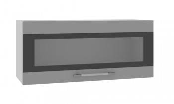 Норд ШВГС 800 Шкаф верхний горизонтальный со стеклом (Софт черный/корпус Белый) в Курагино - kuragino.mebel54.com | фото