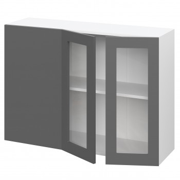 Норд ШВУПС 1000 Шкаф верхний угловой со стеклом (Софт черный/корпус Венге) в Курагино - kuragino.mebel54.com | фото
