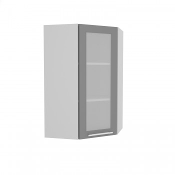 Норд ШВУС 600Н Шкаф верхний угловой (премьер) высокий (Софт черный/корпус Белый) в Курагино - kuragino.mebel54.com | фото