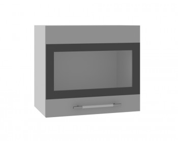 Ройс ВПГСФ 500 Шкаф верхний горизонтальный со стеклом с фотопечатью высокий (Графит софт/корпус Серый) в Курагино - kuragino.mebel54.com | фото