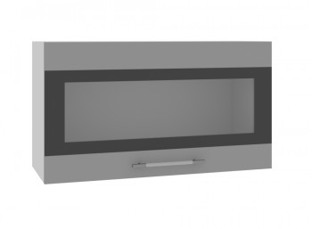 Ройс ВПГСФ 800 Шкаф верхний горизонтальный со стеклом с фотопечатью высокий (Графит софт/корпус Серый) в Курагино - kuragino.mebel54.com | фото