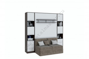 Шкаф-кровать с диваном БЕЛА с полкой ножкой в Курагино - kuragino.mebel54.com | фото