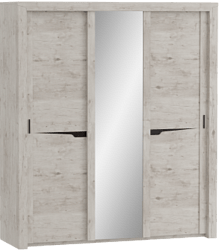 Шкаф трехдверный Соренто с раздвижными дверями Дуб бонифаций/Кофе структурный матовый в Курагино - kuragino.mebel54.com | фото