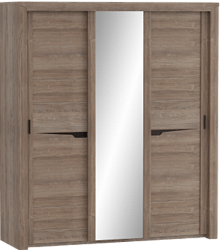 Шкаф трехдверный Соренто с раздвижными дверями Дуб стирлинг/Кофе структурный матовый в Курагино - kuragino.mebel54.com | фото
