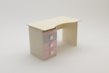 Стол (столешница с выемкой) Грэйси (Розовый/Серый/корпус Клен) в Курагино - kuragino.mebel54.com | фото