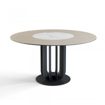 Стол круглый Rotor (160), шпон + керамика светлая в Курагино - kuragino.mebel54.com | фото