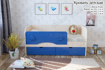 Техно Кровать детская 2 ящика 1.8 Синий глянец в Курагино - kuragino.mebel54.com | фото